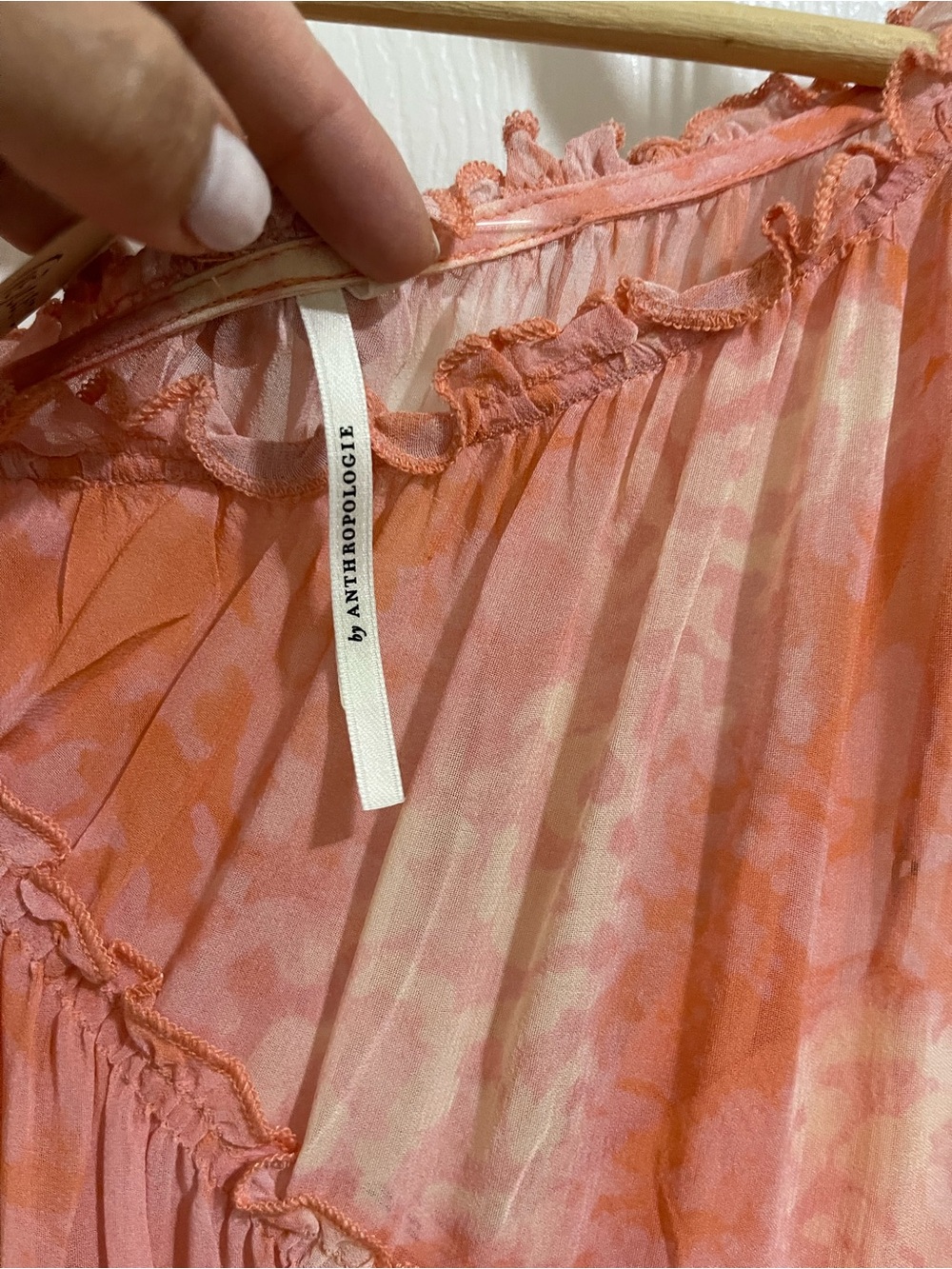 Anthropologie Coral Pink Tiered Boho Dress - Picture 2 of 2